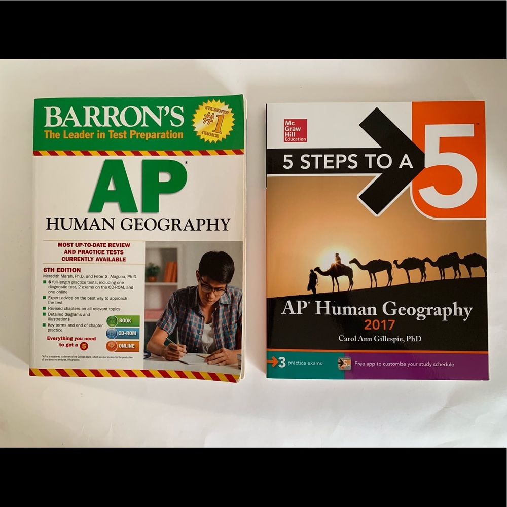 Barron's and 5 Steps to a 5 Prep Books AP Human Geography Study Guides Lot of 2